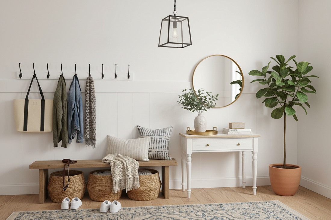 Organize Your Entryway with Racks, Baskets, and Home Décor Accents