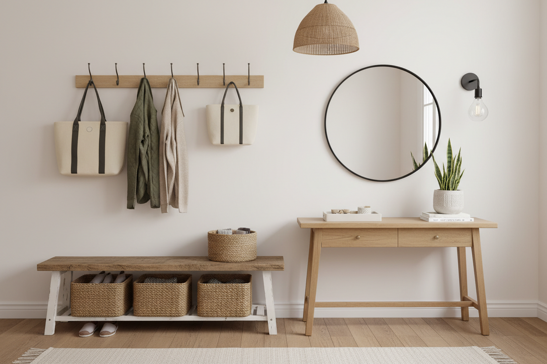 Organize Your Entryway with Racks, Baskets, and Home Décor Accents