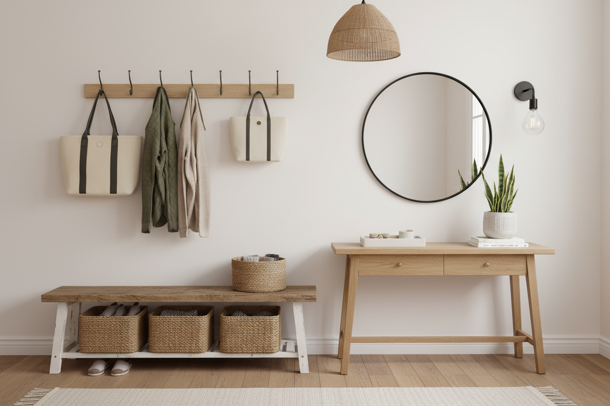 Organize Your Entryway with Racks, Baskets, and Home Décor Accents