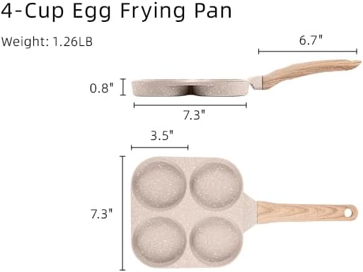 CAROTE Egg Pan Omelette Pan, 4-Cup Nonstick Granite Omelette Skillet - Image 5