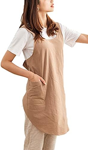 Cotton Cross Back Aprons Solid Color Cooking Kitchen Garden Smock - Image 2