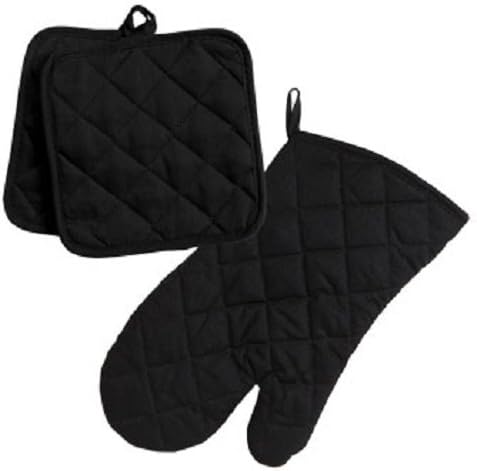 Home Collection Black 3pc Set Oven Mitt & Potholders by Unknown