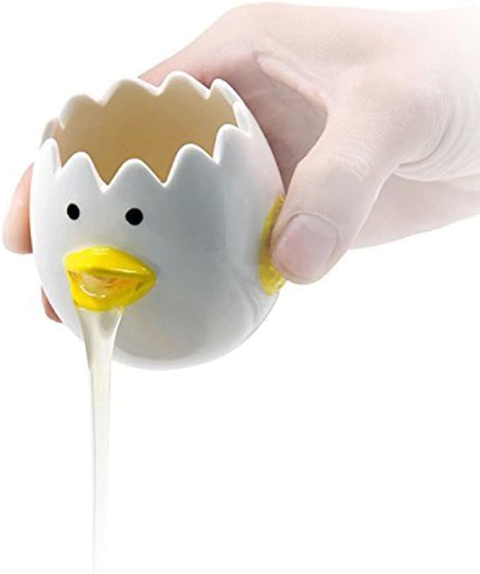 LuoCoCo Cute Egg Separator, Ceramics Vomiting Chicken Egg Yolk White Separator by AMZWISH