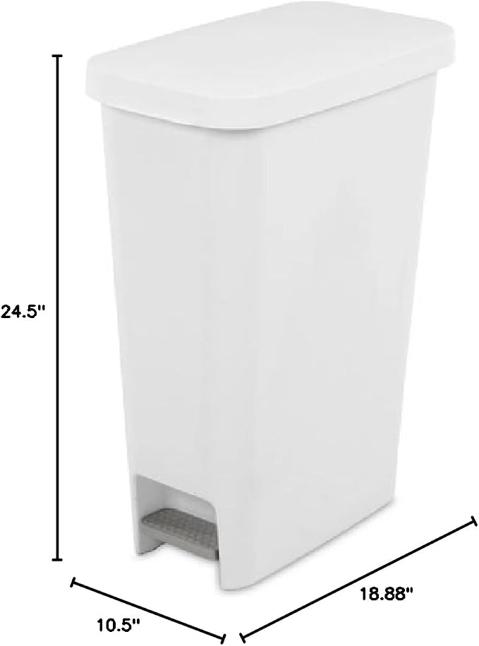 Sterilite 10588004 Slim Stepon Wastebasket, 11 Gallon - Image 2