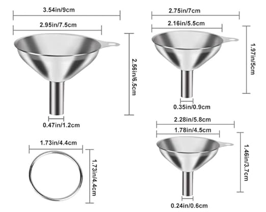 3PCS Kitchen Funnels Set, Stainless Metal Funnel - Image 2