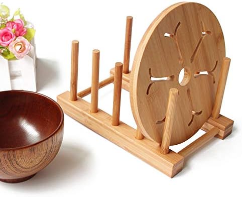 YWSHF Bamboo Wooden Dish Rack Dishes Drainboard Drying Drainer Storage Holder - Image 4