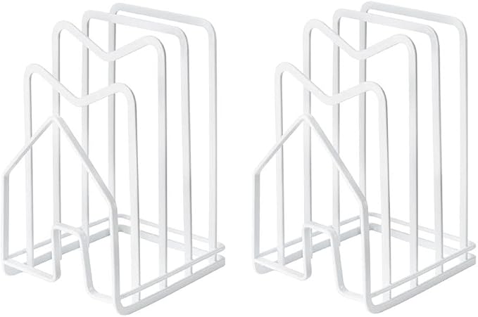 SUNFICON 2 Pack White Cutting Board Holder Rack Pot Pan Lids Holder Chopping by SUNFICON