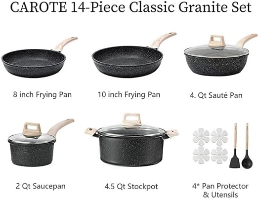 CAROTE 14Pcs Pots and Pans Set Non Stick, Cookware Sets Induction Cookware - Image 2
