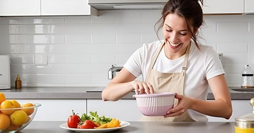 Mixing Bowls with Lids, 8-Piece Airtight Leak-Proof Nesting BPA-Free Bowl Set - Image 6