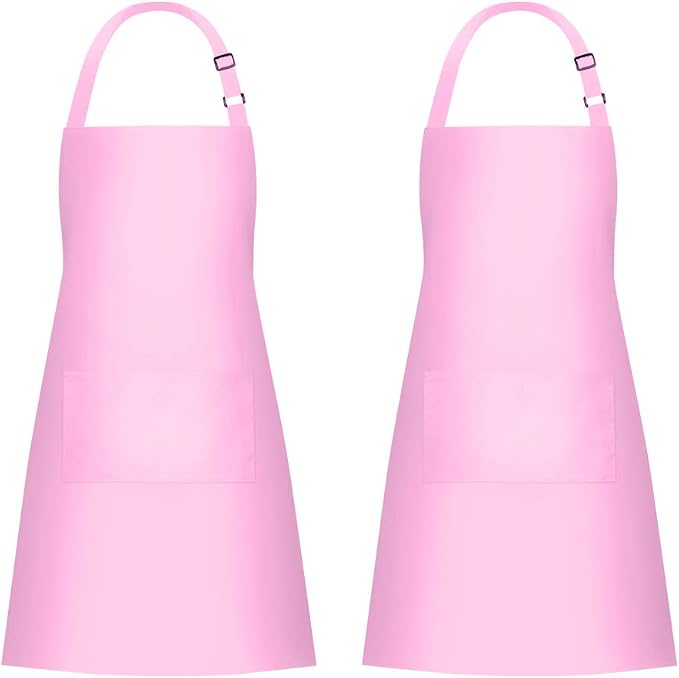 Jubatus 2 Pack Bib Aprons with 2 Pockets Cooking Chef Kitchen Apron by Jubatus