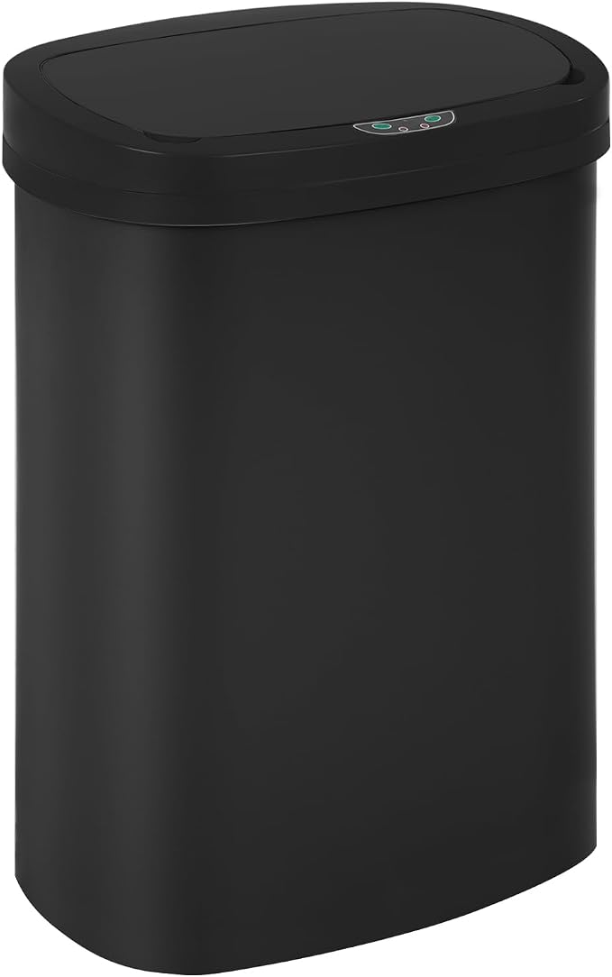 BestOffice Black Plastic Touch Free High-Capacity Garbage Can by BestOffice