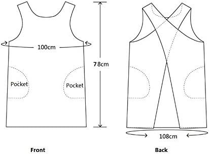 Cotton Linen Japanese Apron Halter Cross Back Bandage X Shape Aprons Two Pockets - Image 3