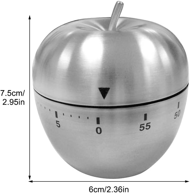 Mechanical Kitchen Timer 60 Minutes, Apple-Shaped Wind Up Timer, Manual Analog - Image 2