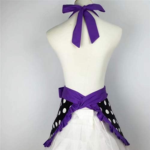 Hyzrz Cute Apron Retro Black Polka Dot Retro Ruffle Side Vintage Cooking Aprons - Image 3