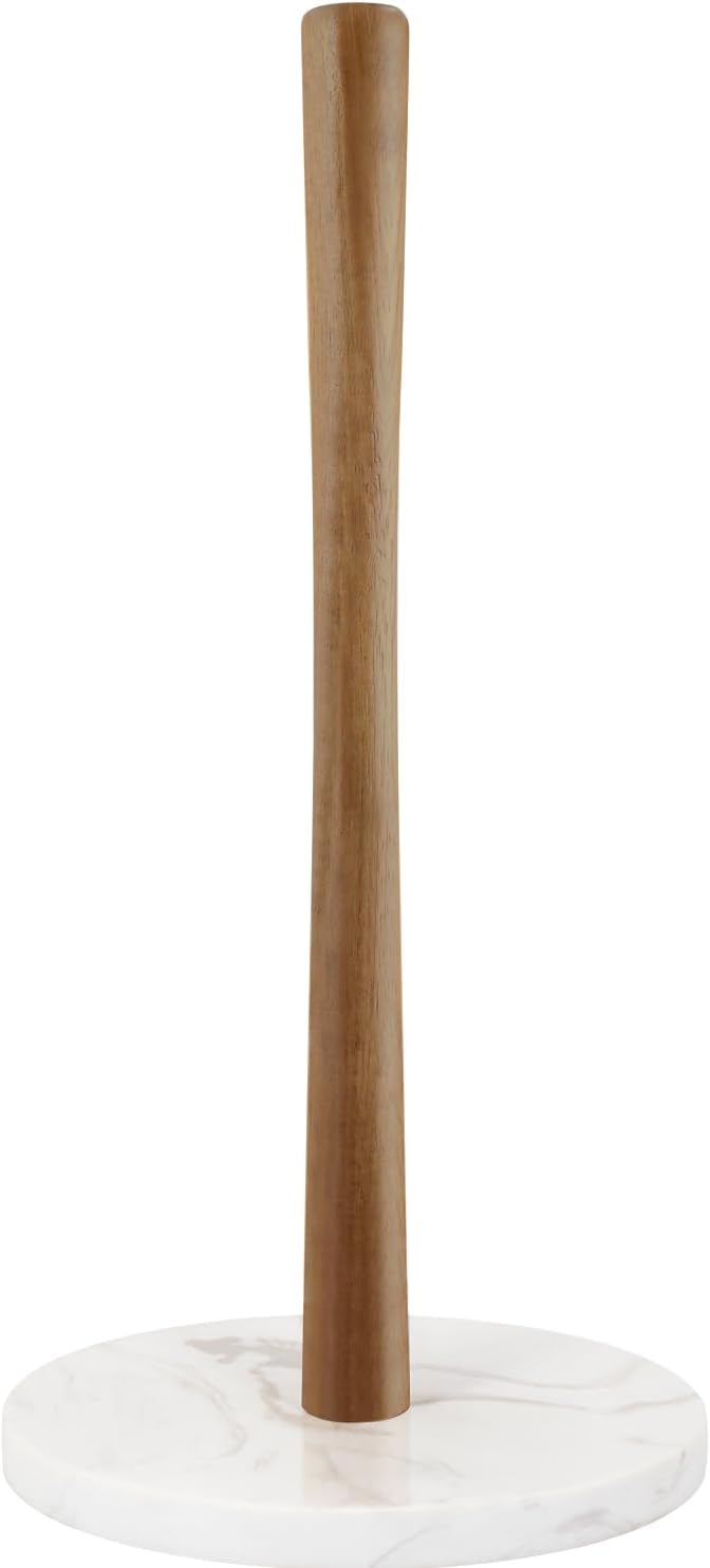 Buruis Wood Paper Towel Holder, Marble Base Modern Decorative Countertop by KeepYourBathroomKitchenandHomeOrganized