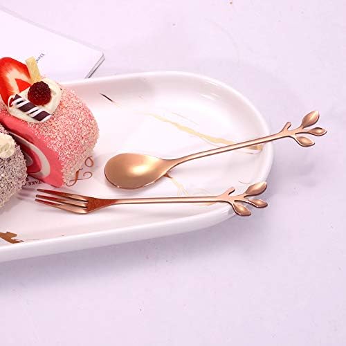 AnSaw Elegant Rose Gold Leaf Coffee Spoons - Image 6