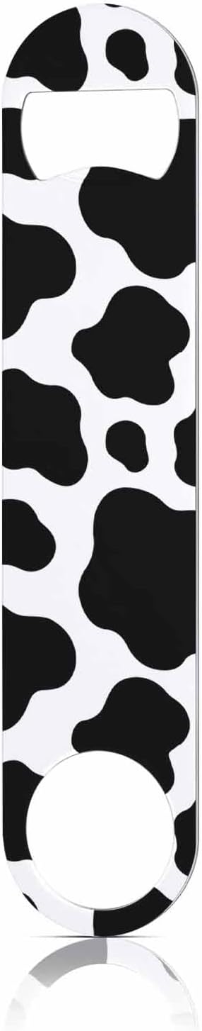 Cow Texture Stainless Steel Bottle Opener Jungle Animal Black and White Print by TASDANA