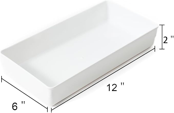 3 Pack White Plastic Drawer Organizer Tray Cutlery Utensil Makeups Drawer - Image 2