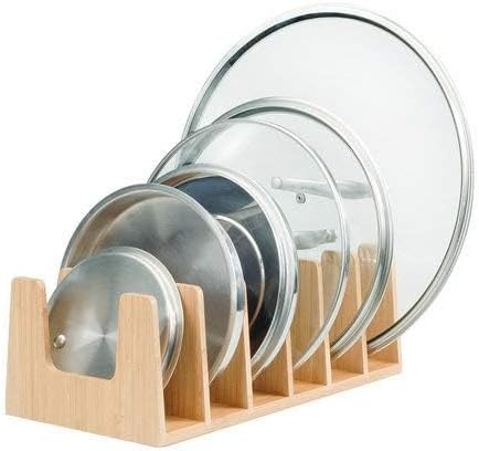 MobileVision Bamboo Pot Lid Holder Organizer - Image 2