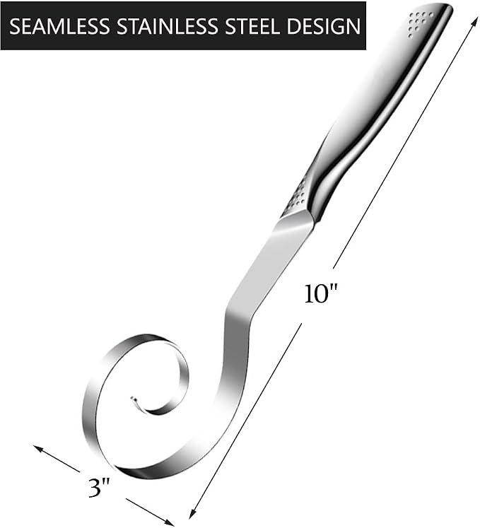 Seamless Danish Dough Whisk -10" Stainless Steel Dutch Bread Dough Whisk Tool - Image 2