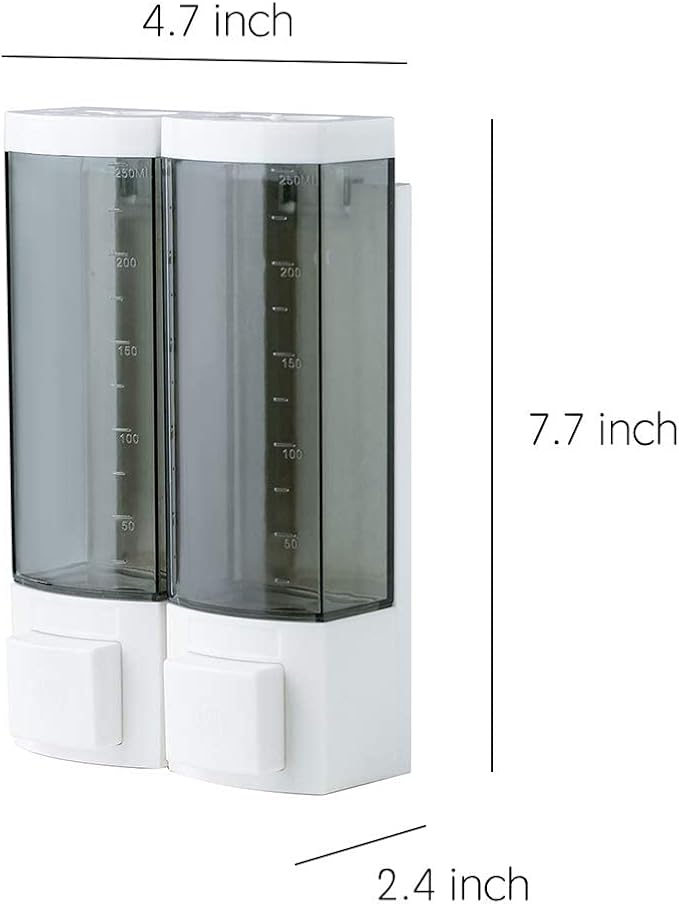 Double Soap Dispensers 250ml ABS Plastic Drill Free - Image 3
