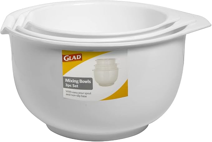 Glad Mixing Bowls with Pour Spout, BPA Free, Dishwasher Safe Plastic | Kitchen - Image 4