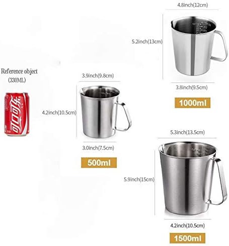 KSENDALO SUS304 Stainless Steel Measuring Cup Pitcher, 16oz/2Cup/500mL Metal - Image 3