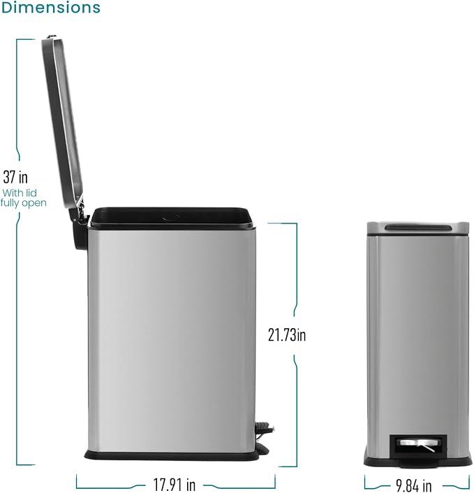 Home Zone Living 8 Gallon Slim Kitchen Trash Can - Image 8