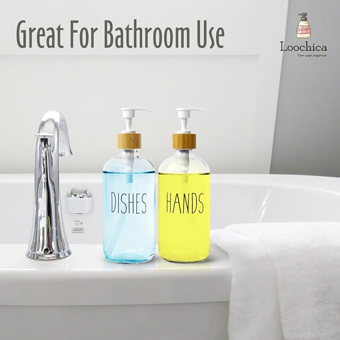 LOOCHICA 2 Pack Clear Glass Soap Dispenser - Image 7