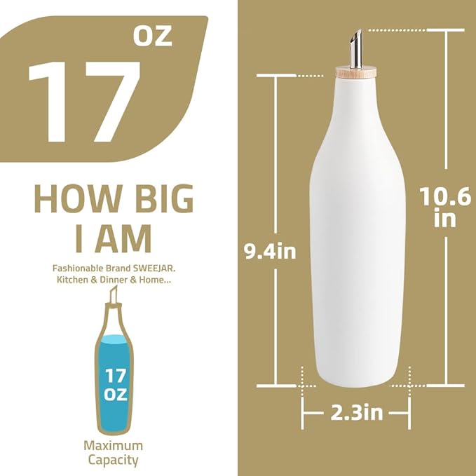 Sweejar Matte Ceramic Olive Oil Dispenser Bottle - Image 4