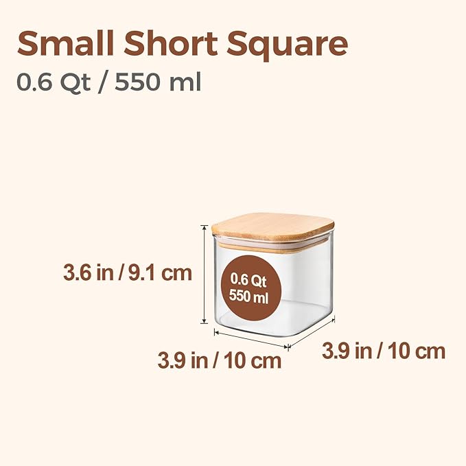 ComSaf 0.6 Qt Glass Food Storage Jars Set of 6, Pantry Organization Jar - Image 2