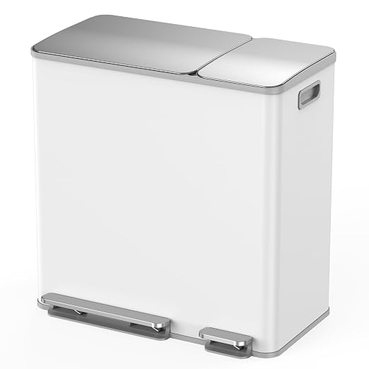 Lovewind Double Trash Can Kitchen, 13+5.5 Gallon Stainless Steel Dual Trash and by LOVEWIND