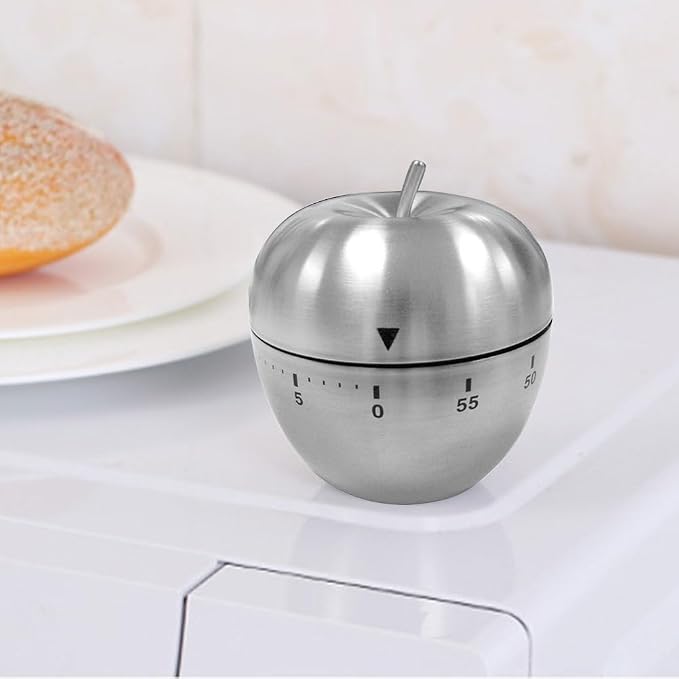 Mechanical Kitchen Timer 60 Minutes, Apple-Shaped Wind Up Timer, Manual Analog - Image 4