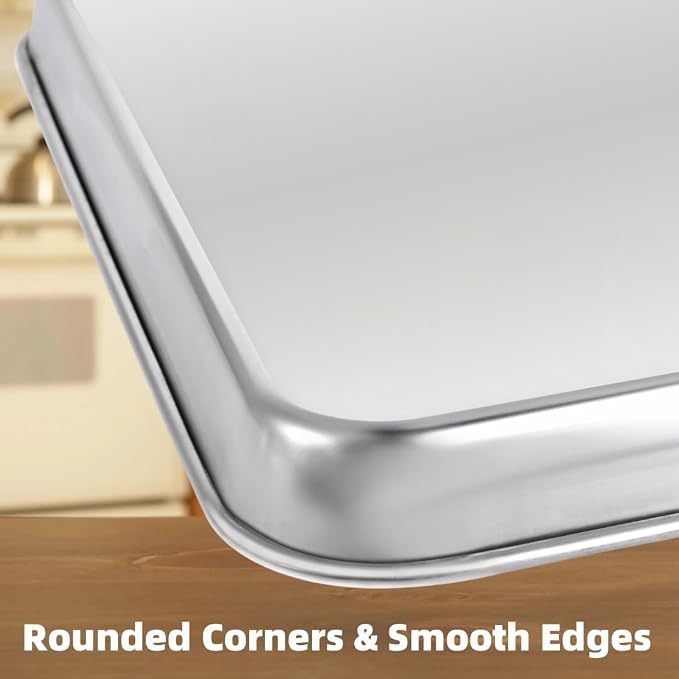 Stainless Steel Baking Sheet Set of 2, Cookie Sheet Baking Sheet Pan - Image 4