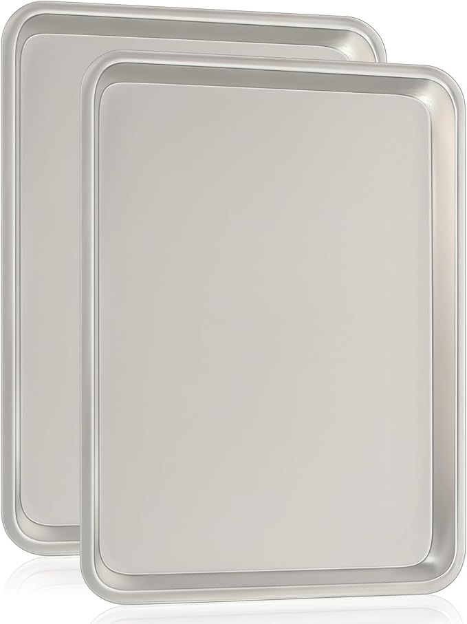 Commercial Quality Baking Sheet Pan Set, Natural Aluminum Cookie Sheet by UmiteChef
