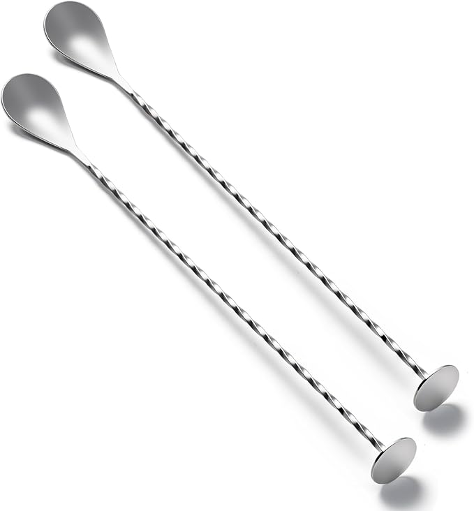 BRIOUT 2 Pcs Bar Spoon, 12 Inches Long Handle Drink Stirrer, Stainless Steel by Briout