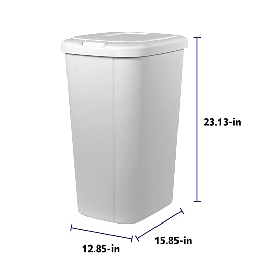 Solid Color 13.3 Gal Touch Top Plastic Trash Can, Spring Loaded Lid Garbage Bin - Image 2