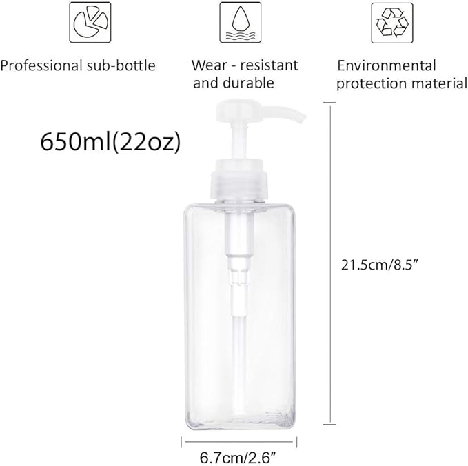 Pump Bottle, Refillable Plastic Empty Lotion Soap Dispenser Liquid Container - Image 4