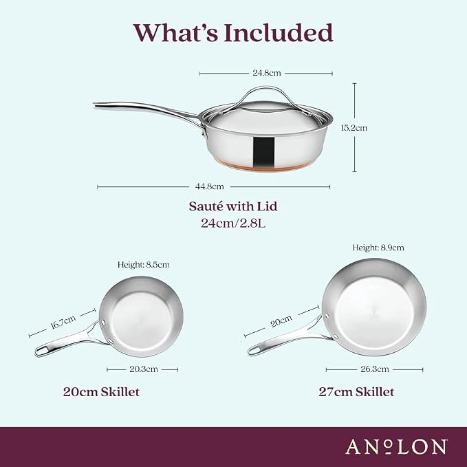 Anolon Nouvelle Stainless Steel Cookware Pots and Pans Set, 10 Piece - Image 3