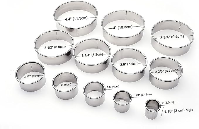 12 Piece Round Cookie Cutters Set, Donut Cutter Set, Stainless Steel Circle - Image 4