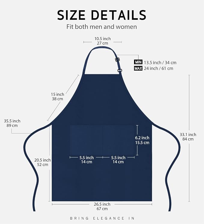 Syntus 12 Pack Bib Apron, Unisex Aprons Adjustable Waterdrop Resistant - Image 2