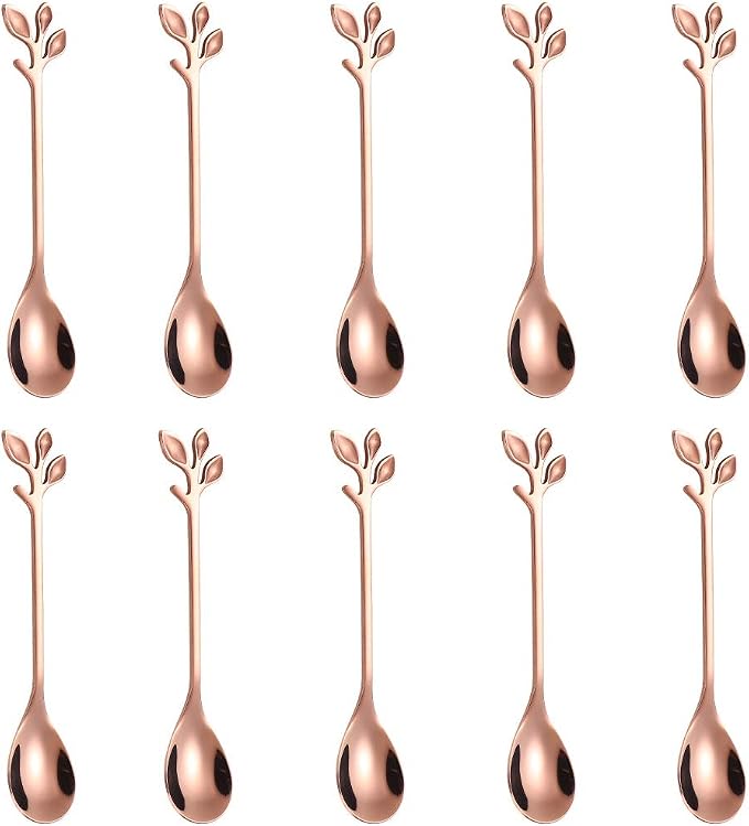 AnSaw Elegant Rose Gold Leaf Coffee Spoons by AnSaw