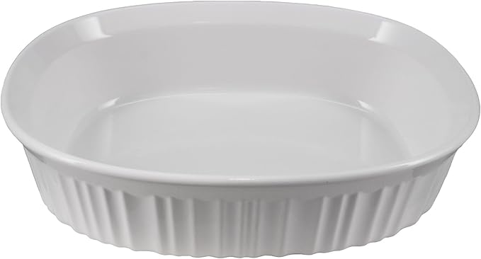 CorningWare FS12 1.5qt/1.4L French White Oval Ceramic Casserole Bakeware Dish by CorningWare