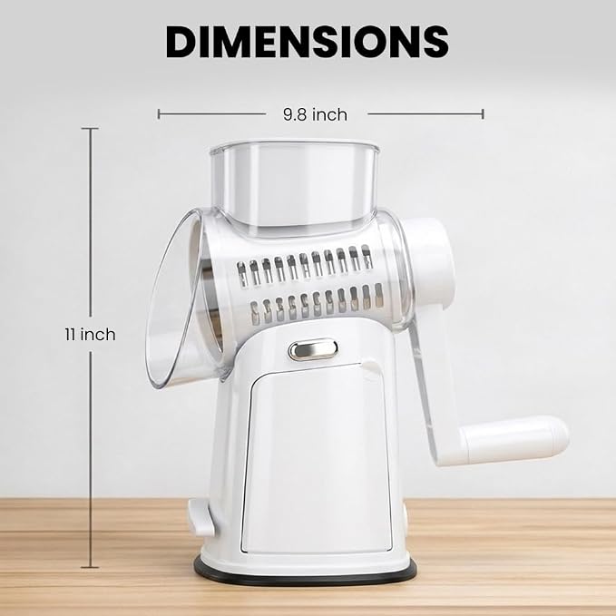 Rotary Cheese Grater Hand Crank, 10-Blade Shredder - Image 4