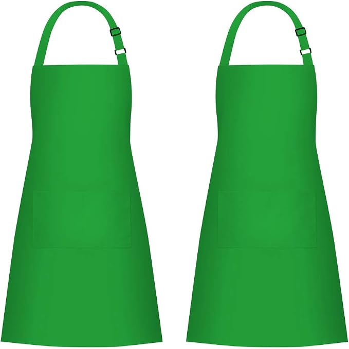 Jubatus 2 Pack Bib Aprons with 2 Pockets Cooking Chef Kitchen Apron by Jubatus
