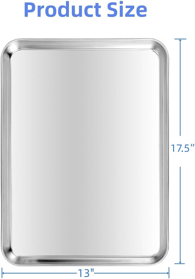 Stainless Steel Baking Sheet Set of 2, Cookie Sheet Baking Sheet Pan - Image 3
