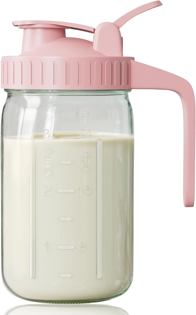 Breast Milk Pitcher, Mason Jar 32 oz, Heavy Duty Wide Mouth Jar by OneDream