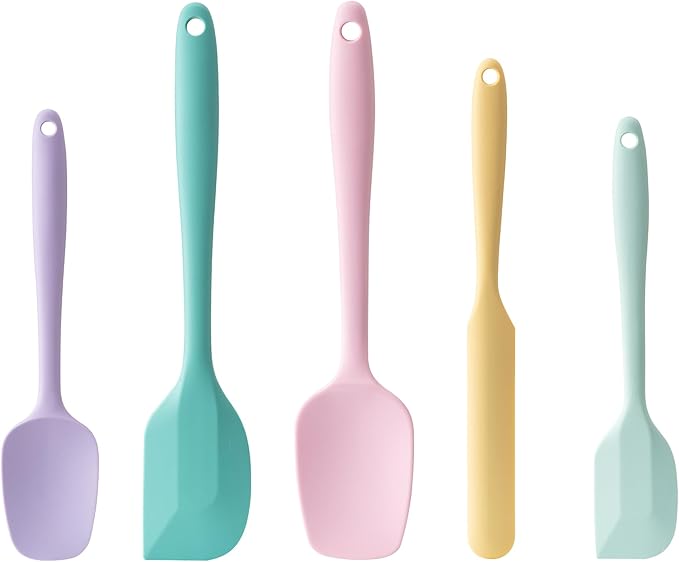 Silicone Spatula Set, 5 Piece Food Grade Rubber Spatulas by Hoewina