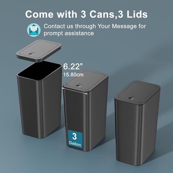 N. NETDOT 3 Pack 3 Gallon Small Trash Can - Image 7