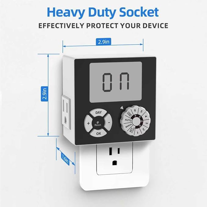 TiFFCOFiO Indoor Mechanical Outlet Timer, 3 Prong Timers - Image 2